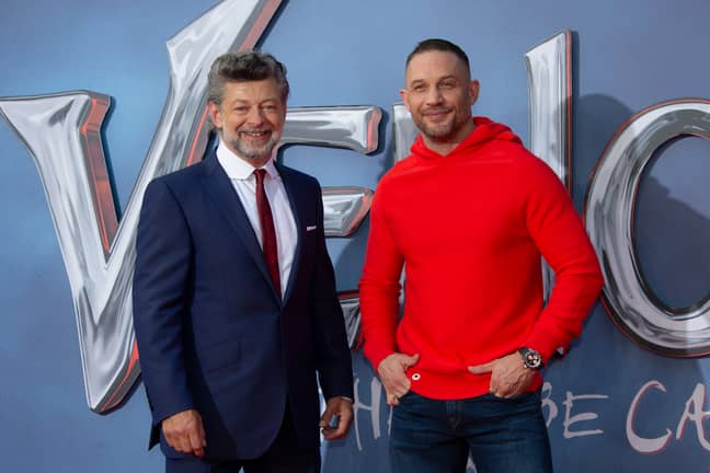 Hardy with Andy Serkis at the Venom 2 premiere. Credit: Alamy