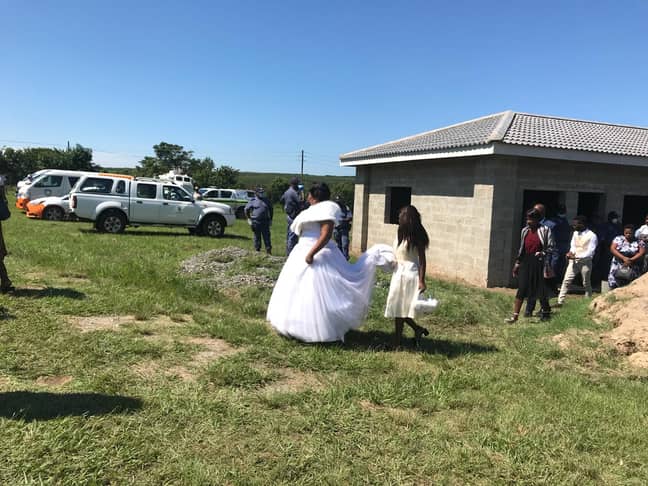 A bride and groom were arrested after their ceremony breached South Africa's strict lockdown measures. Credit: Twitter/uMhlathuze