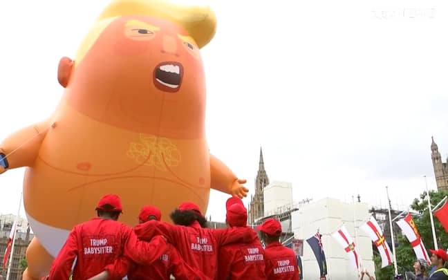 The blimp with its team of 'Trump babysitters'. Credit: ITV News