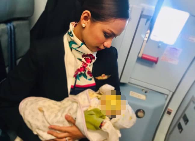 The baby's mum ran out of milk while on the plane. Credit: Caters