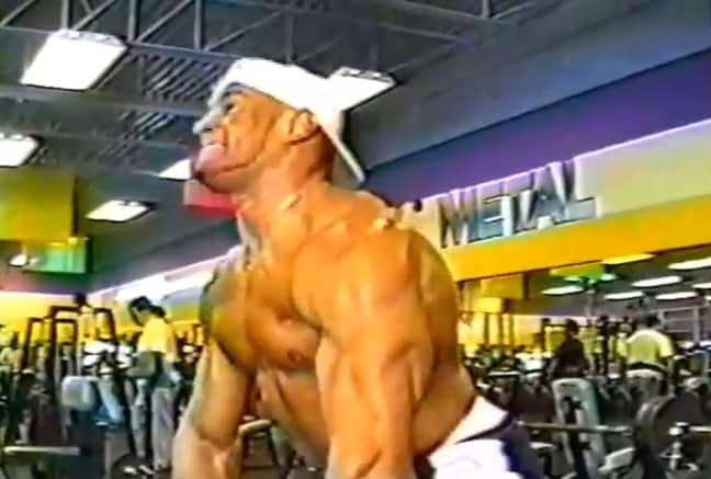 John DePass, now 46, in a bodybuilding video from 22 years ago. Credit: Kennedy News and Media