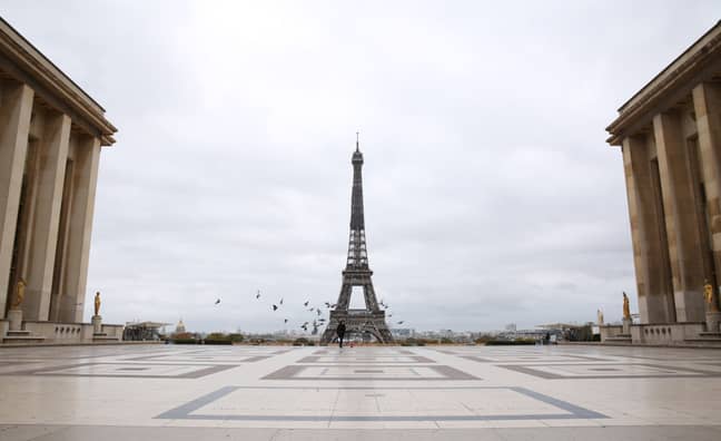 The deserted Trocadero Place in Paris, France, yesterday. Credit: PA