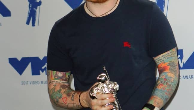 Ed Sheeran's teddy bear tattoo. (Credit: PA)