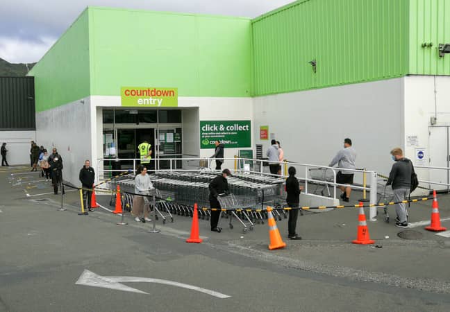People social distancing at a Wellington supermarket. Credit: PA