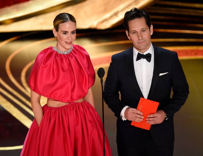 Paul Rudd and Sarah Paulson presented an award at tonight's Oscars. Credit: PA
