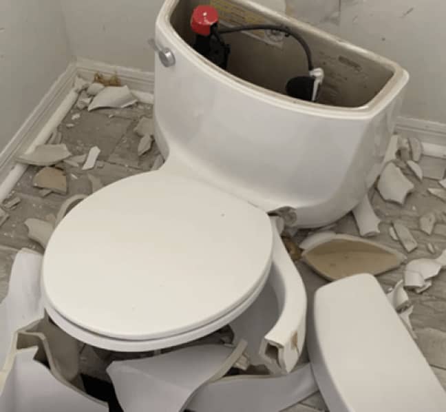 The toilet exploded after the septic tank was hit by lightning. Credit: WINK News
