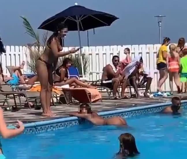 A woman was criticised for taking pictures in a pool recently. Credit: Twitter