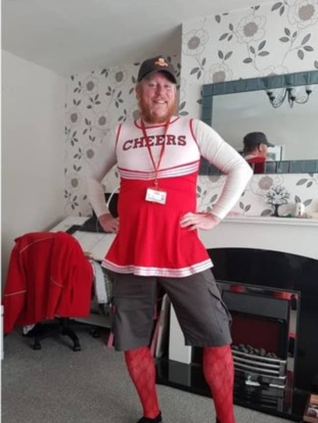 Jon headed out on his post round one day as a cheerleader. Credit: Jon Matson
