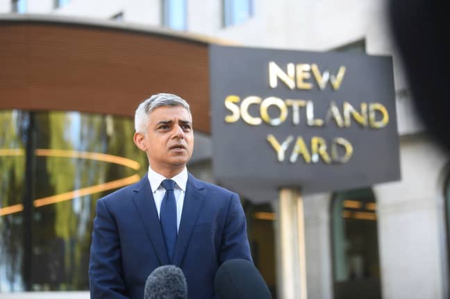 Mayor of London Sadiq Khan speaks to media at New Scotland Yard today. Credit: PA
