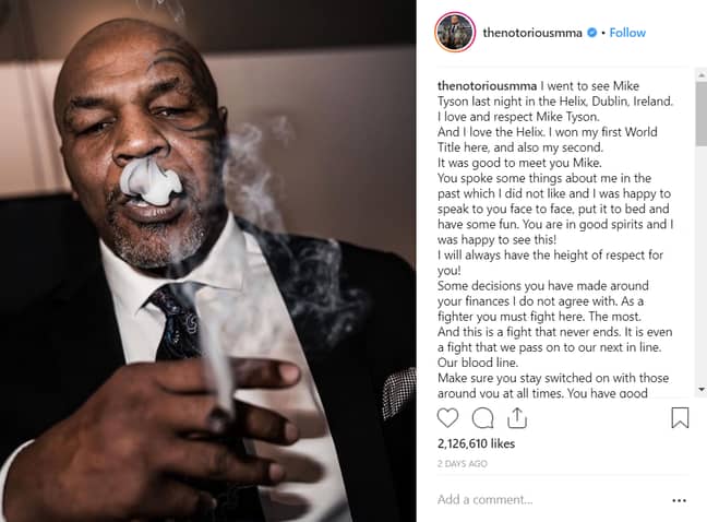 It seems Conor McGregor enjoyed Mike Tyson's cannabis. Credit: Instagram/Conor McGregor
