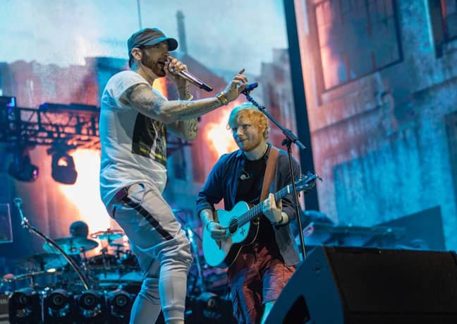 Eminem performing with Ed Sheeran in London in 2018 (Credit: Instagram/eminem)