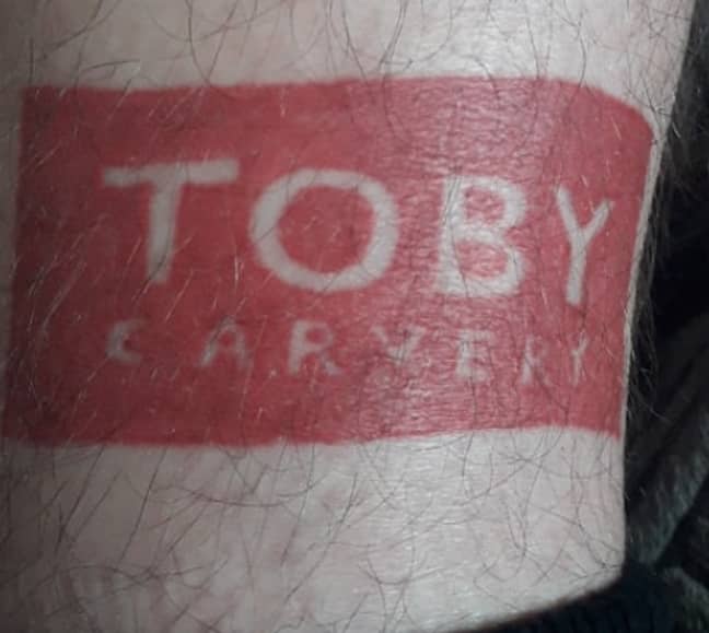 James Crigg got the Toby Carvery tattoo while on holiday in Tenerife. Credit: LADbible  