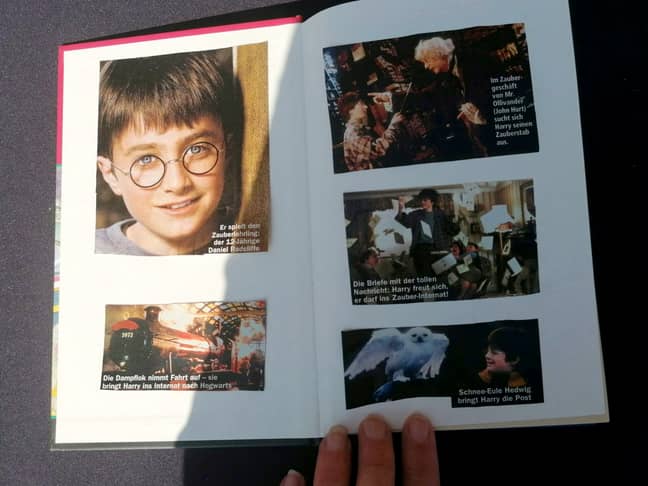 One of the children stuck pictures from the Harry Potter films into the book. Credit: SWNS