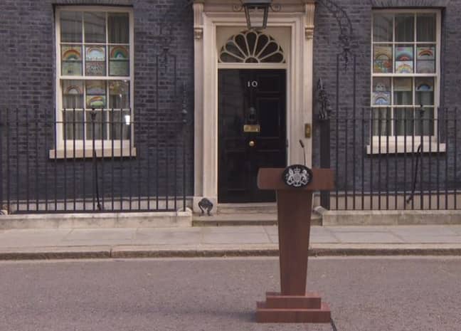 The set up outside Downing Street. Credit: BBC