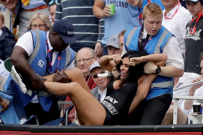 She tried to invade the pitch during England's World Cup final with New Zealand. Credit: PA