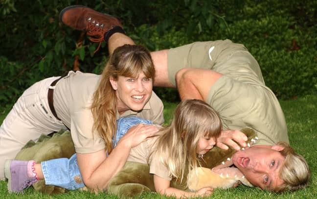 Steve Irwin with wife Terri and daughter Bindi. Credit: PA