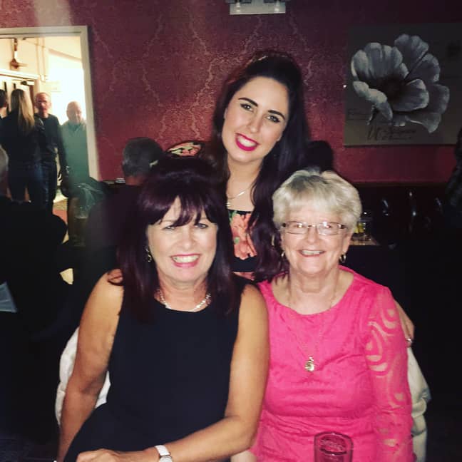 Kayleigh, auntie Julie and nan Alice in pre-Covid times. Credit: LADbible