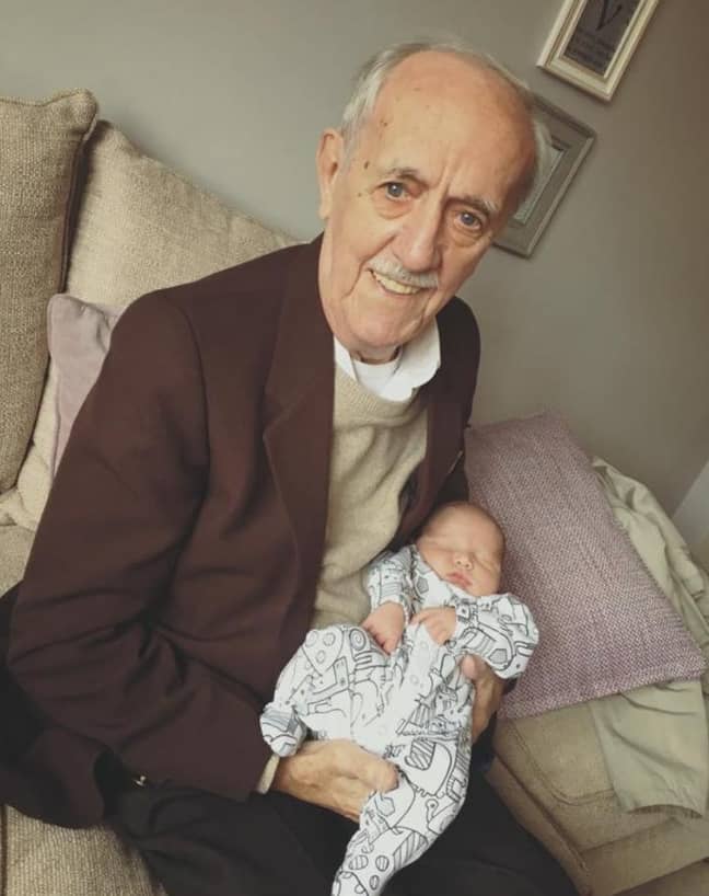 Ken with his youngest great-grandson. Credit: LADbible