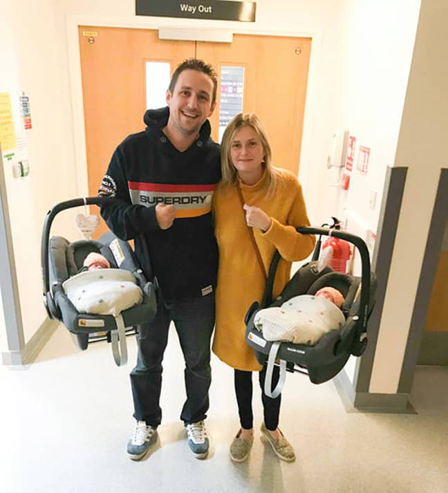 The pair were relieved when they could get the twins home. Credit: Mercury Press 
