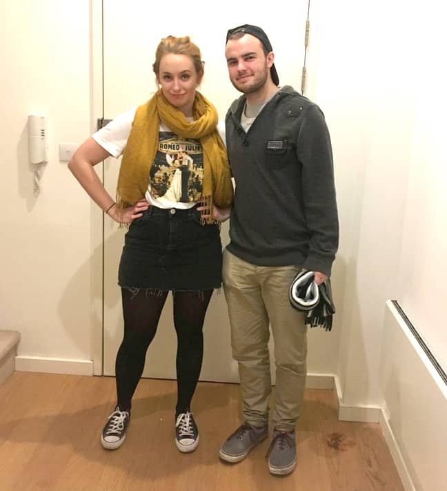 Ben and his girlfriend in the clothes they say they wore out on the night. Credit: SWNS