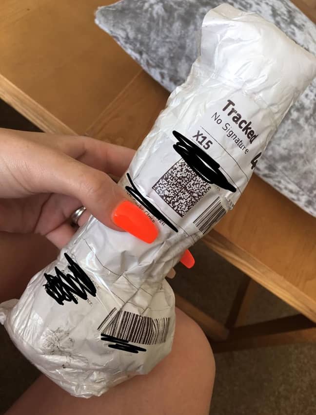 The married model said she wanted the 'ground to swallow her up' when it arrived packaging like this. Credit: Kennedy News and Media