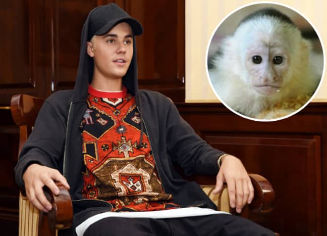 Justin Bieber poses during a press event with Mally inset. Credit: PA