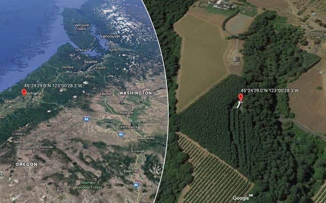 The Plane Is Seen Near Oregon, USA on Google Earth. Credit: Google Earth