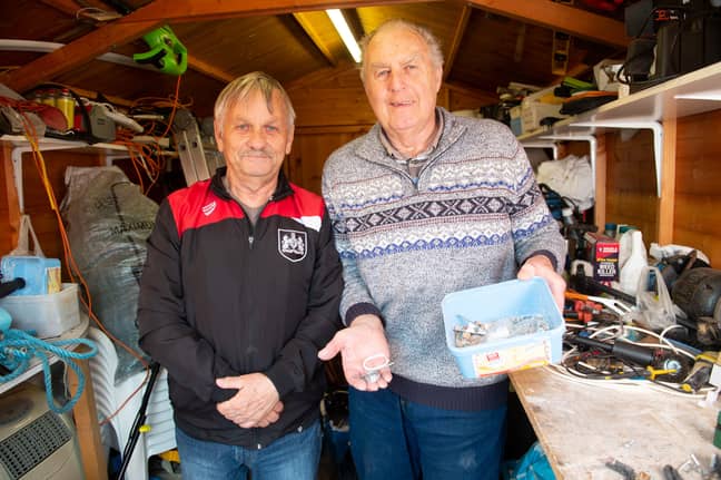 The two men were baffled when they found a mouse had been tidying the shed overnight. Credit: SWNS
