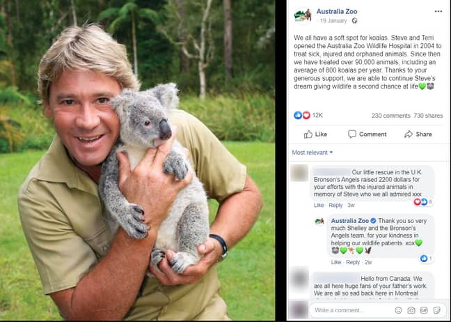 Credit: Facebook/Australia Zoo