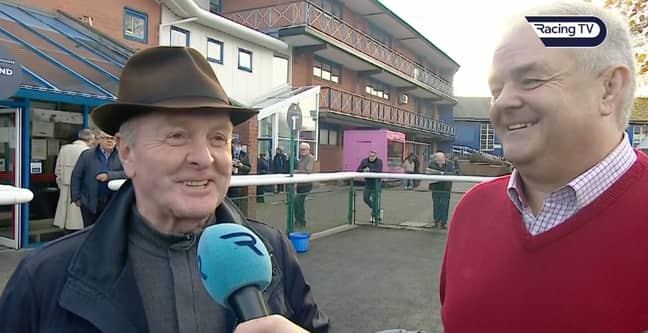Martin (R) with trainer Jonjo O'Neill. Credit: Racing TV
