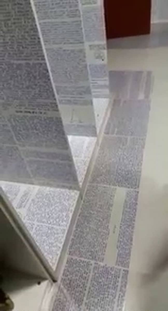 His room was covered in pages filled with a mysterious code. Credit: Guilherme Kaminski dos Santos/Youtube