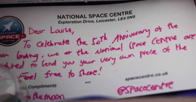 The letter from 'National Space Centre'... Credit: YouTube/Josh Pieters 