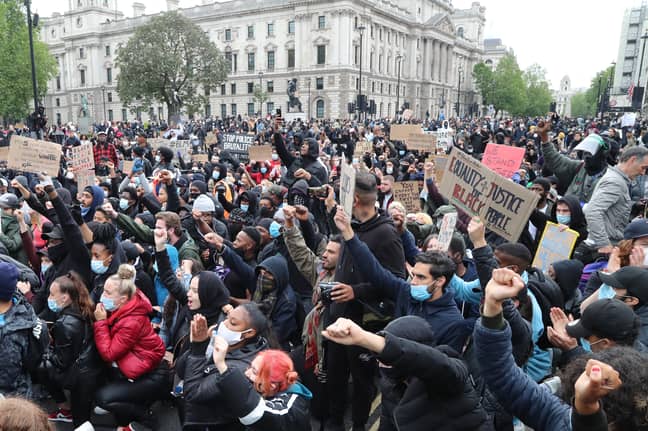 Black Lives Matter protesters at Parliament Square. Credit: PA
