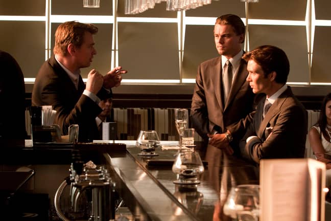 Christopher Nolan, Cillian Murphy, and Leonardo DiCaprio on the Inception set. Credit: Alamy