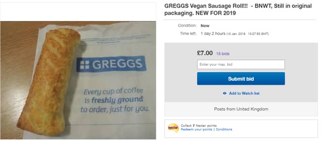 Greggs vegan sausage rolls listed on eBay. Credit: eBay