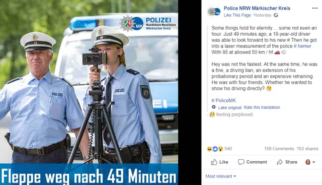 Police in Germany shared the story on social media. Credit: Facebook