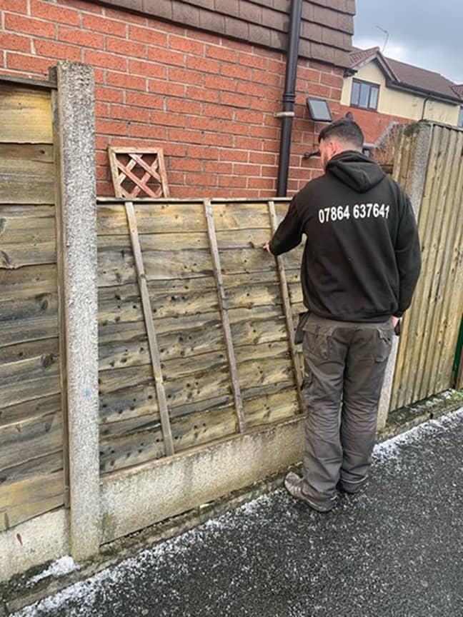 Adam and Tom have fixed more than 50 fences in the last three days. Credit: Caters