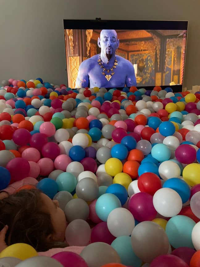 Phil and Sienna even lay in the ball pit and watched Aladdin. Credit: Phil Smith