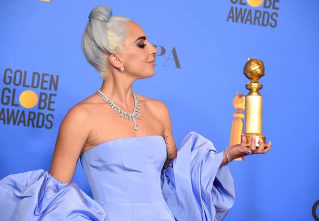 Lady Gaga with her Golden Globe. Credit: PA