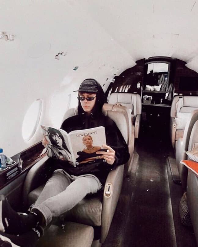 Byron photoshopped a picture so it appeared as though he was on a private jet. Credit: Instagram