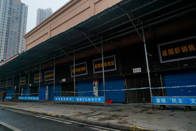 The Wuhan Huanan Wholesale Seafood Market is currently shut down. Credit: PA