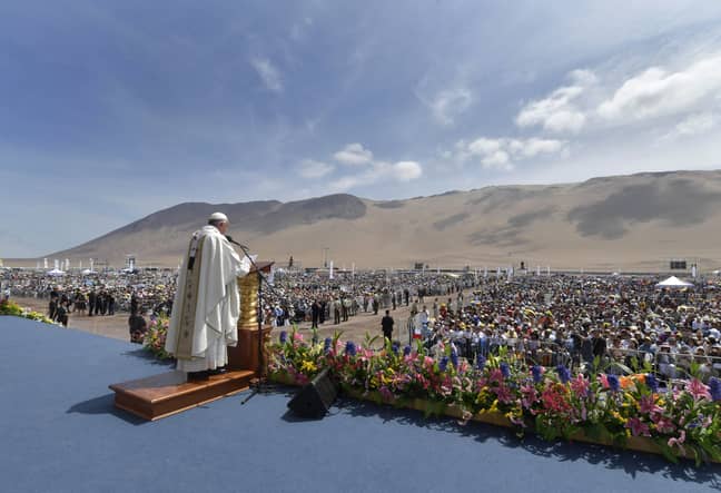 Pope Francis gives mass in Chile. Credit: PA