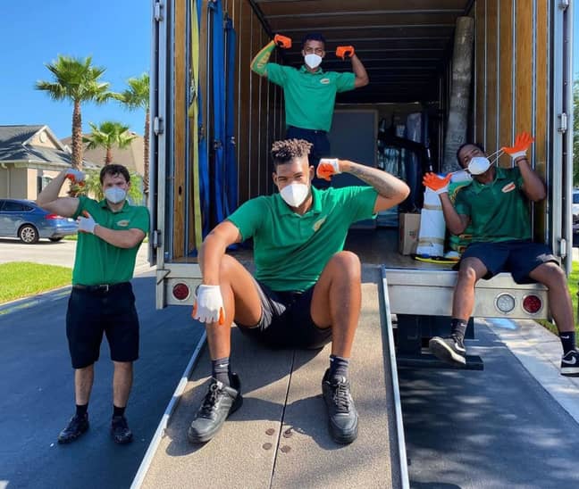 The company has helped more than 100 people move out of abusive homes for free. Credit: College HUNKS Hauling Junk &amp; Moving