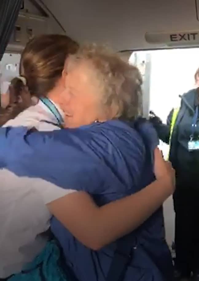 Laura waited to surprise her grandparents on the plane. Credit: BPM Media