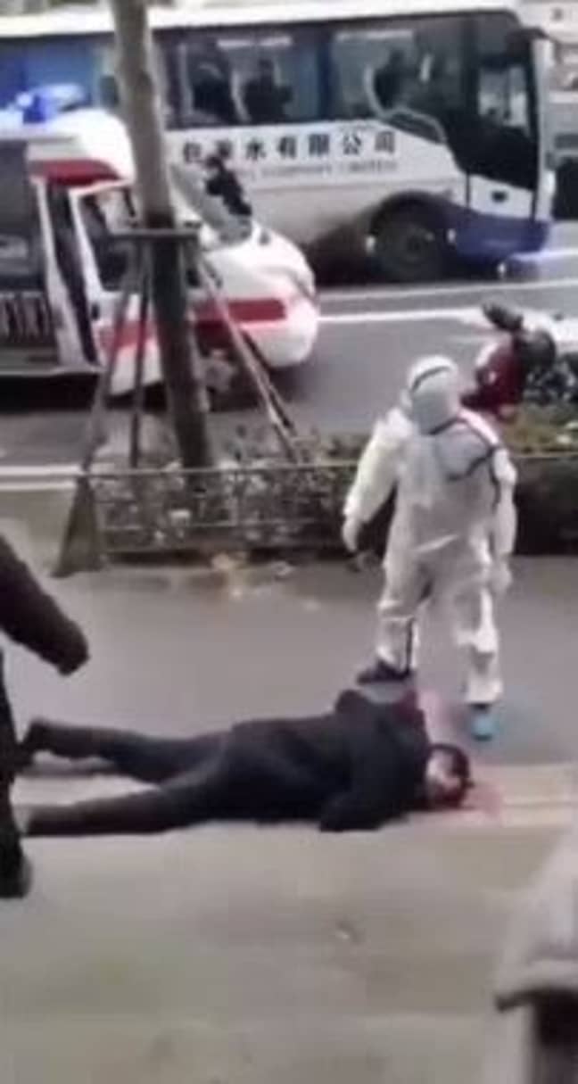 Footage shows people collapsing in the street. Credit: Twitter 