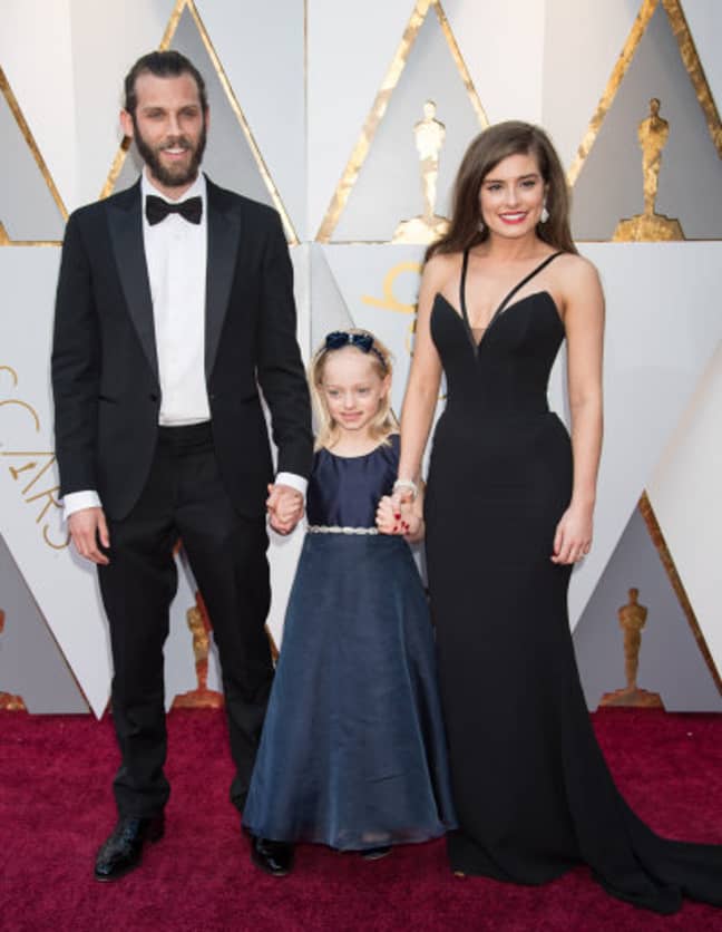 Chris Overton, Rachel Shenton and six-year-old Maisie Sly. Credit: PA