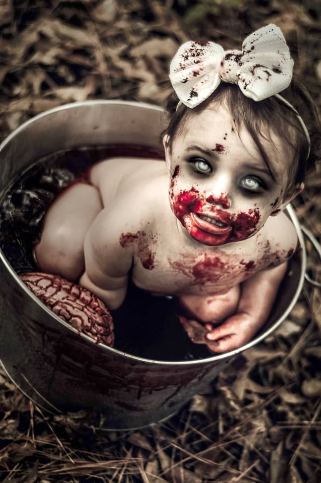 One-year-old Coraline in the horror photoshoot. Credit: Caters