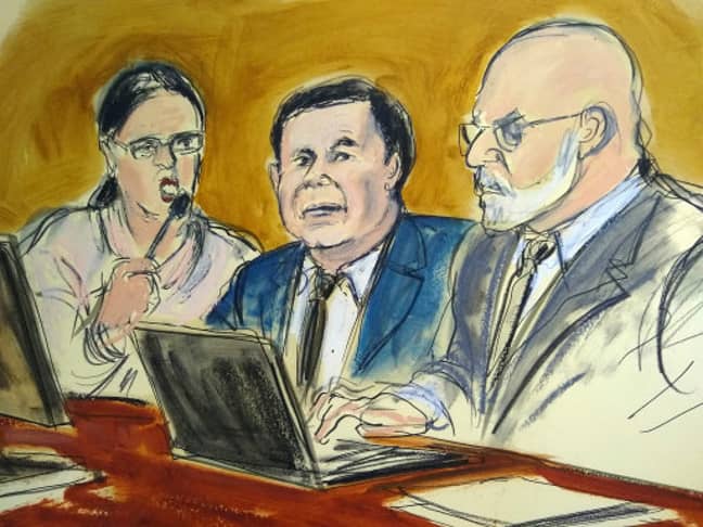 In this courtroom drawing, Joaquin 