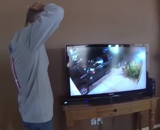 Watts appeared to be very anxious while watching the footage. Credit: Weld County DA