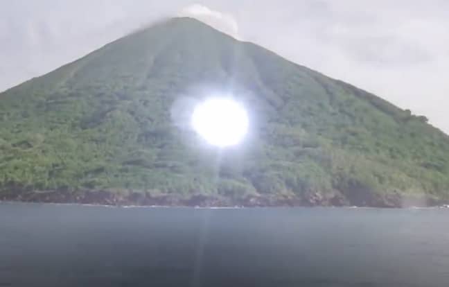 This beaming light is just heading off to an underwater alien base. Credit: YouTube/History